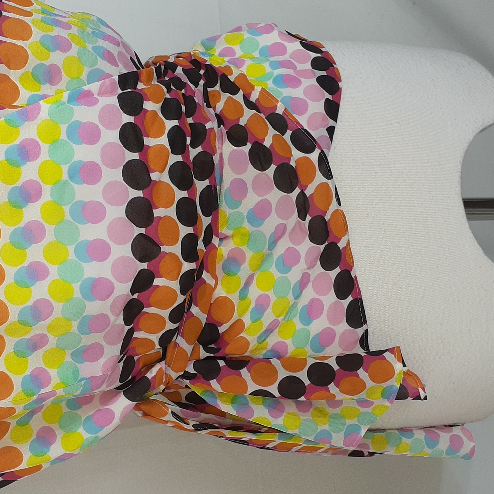 Lafayette rainbow polka dot silk wrap blouse size 14 - Picture 3 of 10